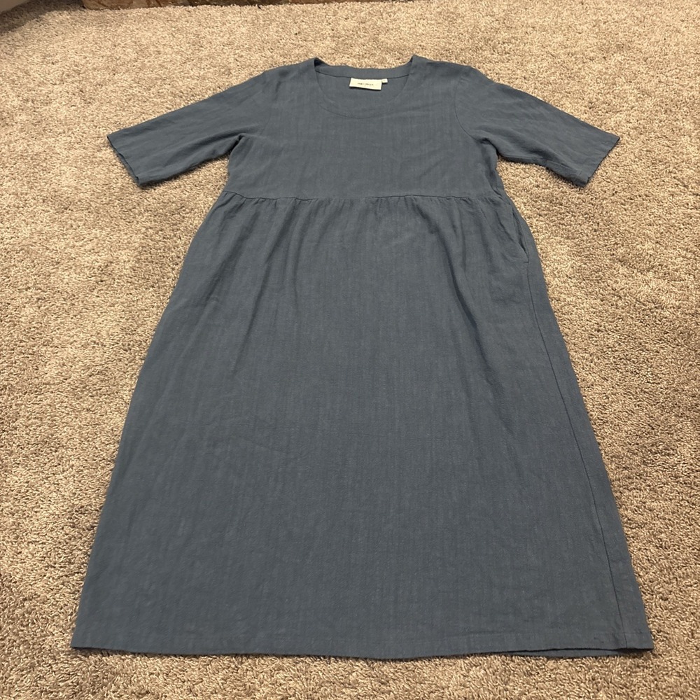 Meomua 1/2 Sleeve Linen Blend Shirt Dress Large Breathable Boho Lagenlook Flowy